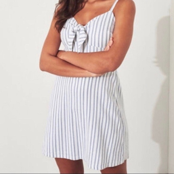 Hollister Tie-Front Striped Linen Mini Dress - Picture 3 of 10